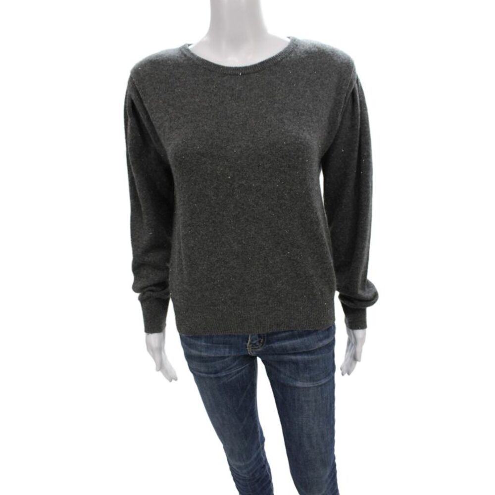 Autumn Cashmere Womens Gray Sparkly Crew Neck Pullover Long Sleeve Size XS
